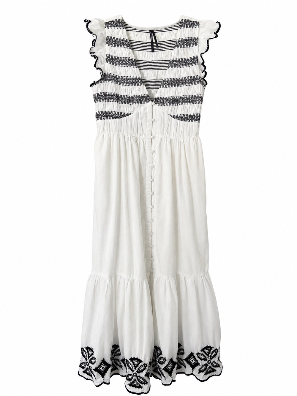 Anthropologie Peregrine Embroidered Smocked Maxi Dress